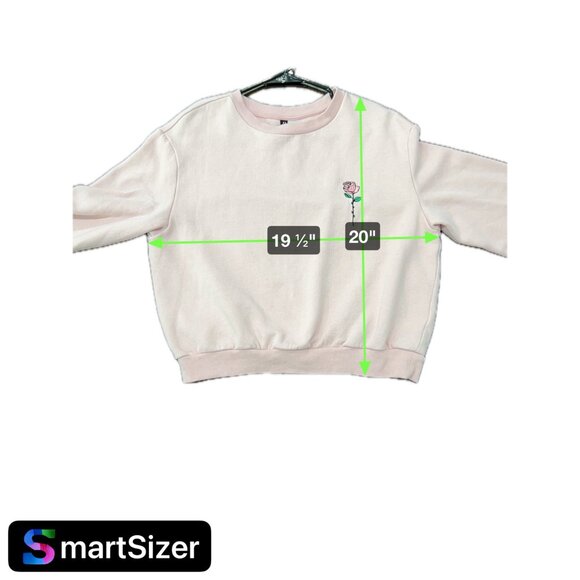 H&M Pink Crewneck Long Sleeve Rose Embroidered Pullover Sweatshirt Sz M - Picture 8 of 8